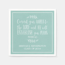 Guardanapo De Papel Bíblia Cristã Verse Typografia Teal Graduação