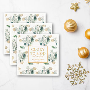 Guardanapo De Papel Bíblia Verde de inverno Verso Natal Religioso