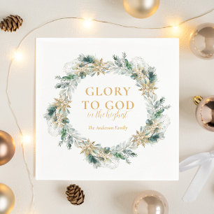 Guardanapo De Papel Bíblia Verde de inverno Verso Natal Religioso