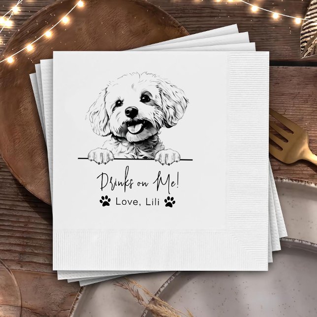 Guardanapo De Papel Bichon Frise Dog Bebidas Personalizadas Em Mim (Criador carregado)