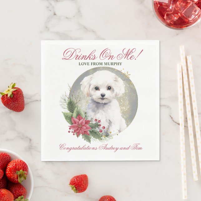 Guardanapo De Papel Bichon Frise Wedding Napkins Com Cães Foto (Insitu)
