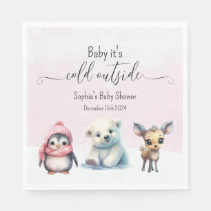 Guardanapo De Papel Bichos Cachorros, Chá de bebê de inverno
