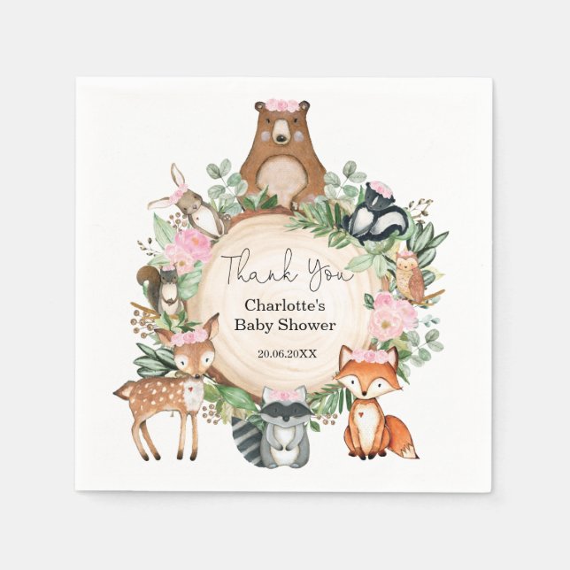 Guardanapo De Papel Bicicleta bonito de Woodland Baby Girl Birday (Frente)