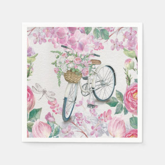 Guardanapo De Papel Bicicleta Elegante e Flores