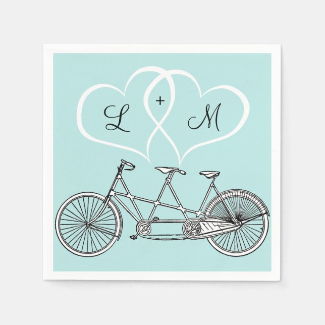 Guardanapo De Papel Bicicleta para Dois Corações Casamento Personaliza (Frente)