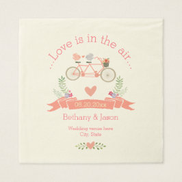 Guardanapo De Papel Bicicleta Tandem, Aves e Banner Casamento