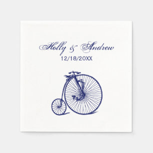 Guardanapo De Papel Bicicleta Velocípede Antiga Penny Farthing Azul