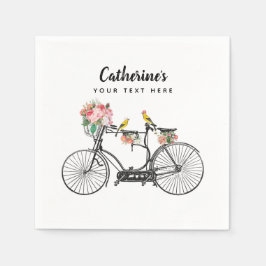 Guardanapo De Papel Bicicleta Vintage Romântica Flores Pássaros