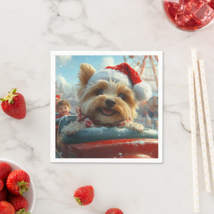 Guardanapo De Papel Biewer Terrier Cão Montanha-russa Natal