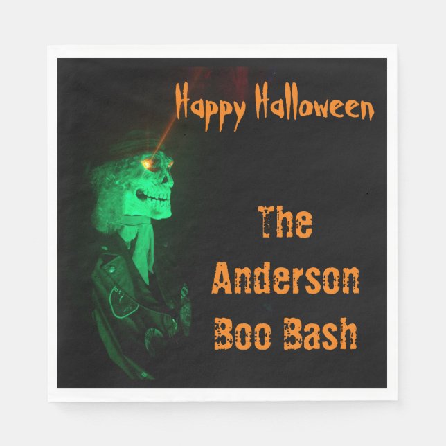 Guardanapo De Papel Biker Billy Halloween Skeleton Black & Orange (Frente)