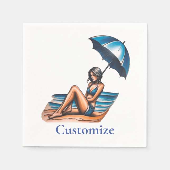 Guardanapo De Papel Bikini Girl Beach Nápoles Thunder_Cove (Frente)