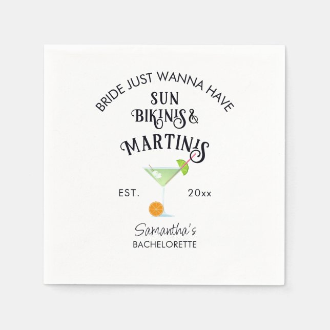 Guardanapo De Papel Bikinis e Martinis Festa Tropical na Piscina de So (Frente)