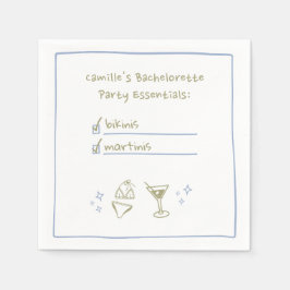 Guardanapo De Papel Bikinis & Martinis Festa de solteira manuscrita