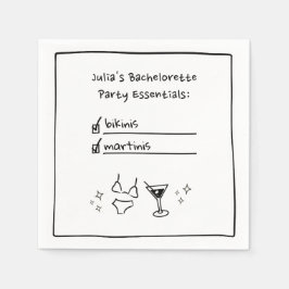 Guardanapo De Papel Bikinis & Martinis Festa de solteira manuscrita