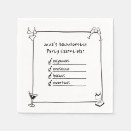 Guardanapo De Papel Bikinis, Martinis, Pijamas, Prosecco Bachelorette