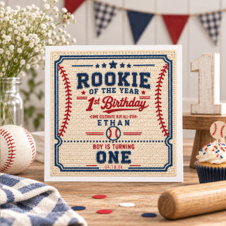 Guardanapo De Papel Bilhete de beisebol de crochê para 1º aniversário