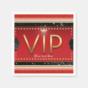 Guardanapo De Papel Bilhete VIP Personalizado Festa Black Red Gold Gla