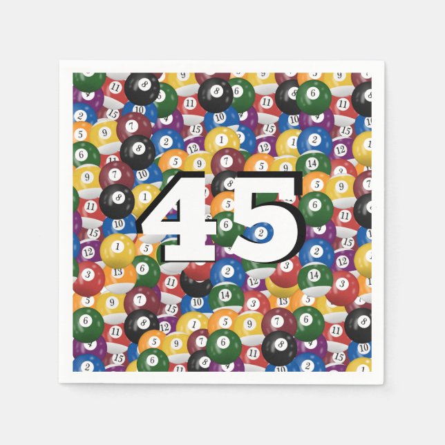 Guardanapo De Papel Billiard Balls para o 45º aniversário (Frente)