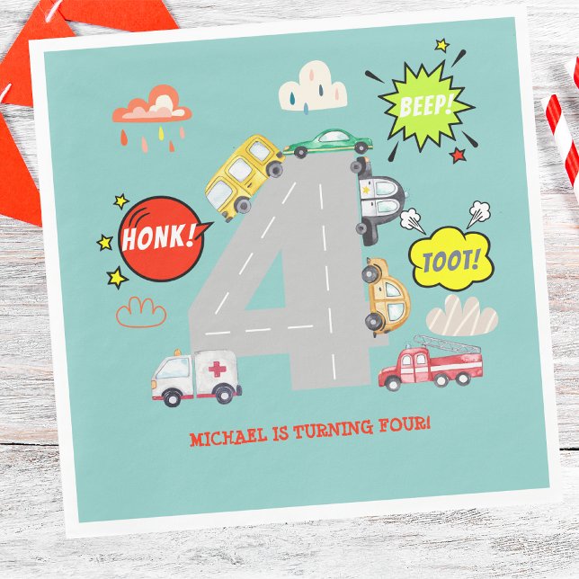 Guardanapo De Papel Bipe honesto para veículos no quarto aniversário d (Criador carregado)