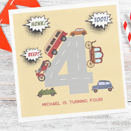 Guardanapo De Papel Bipe honesto para veículos retro no aniversário de