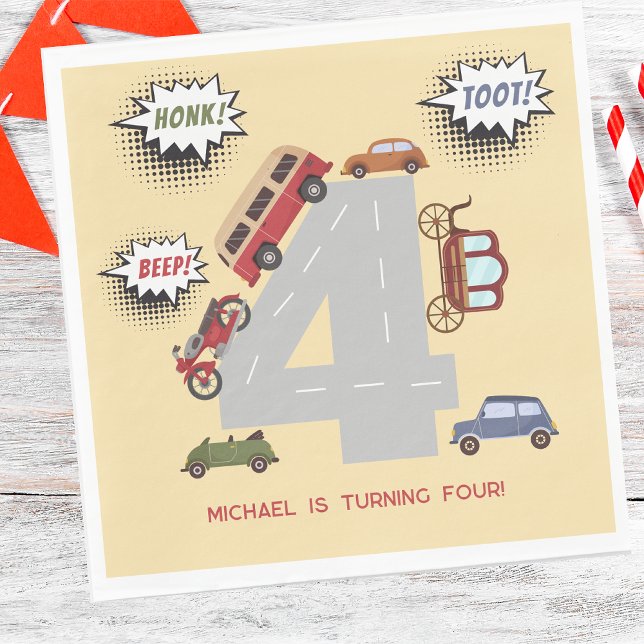 Guardanapo De Papel Bipe honesto para veículos retro no aniversário de (Criador carregado)