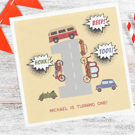 Guardanapo De Papel Bipe honesto para veículos retro primeiro aniversá