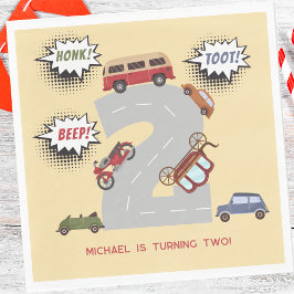 Guardanapo De Papel Bipe honesto para veículos retro segundo aniversár