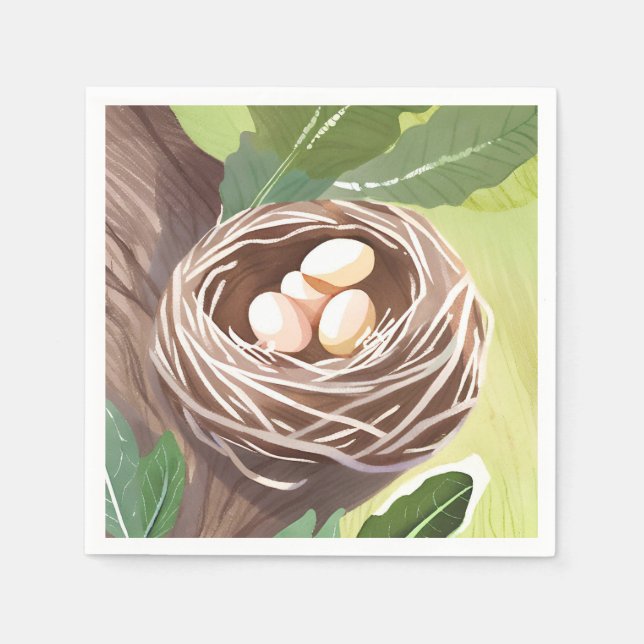 Guardanapo De Papel Bird’s Nest | Watercolor Eggs Nature (Frente)
