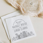 Guardanapo De Papel Birmingham Deco Skyline | Evento de Casamento Napk<br><div class="desc">Um conjunto único de guardanapos jantados, baseado no horizonte, adaptado especificamente ao seu futuro casamento na bela cidade de Birmingham, Alabama. Eles apresentam uma saudação no topo, seguida pelo nome e data da cidade. Esta é seguida pelos nomes da noiva e do noivo em uma fonte única e complementar de...</div>