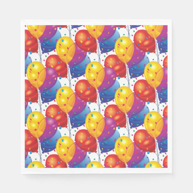 Guardanapo De Papel Birthday Balloons Paper Napkins (Frente)