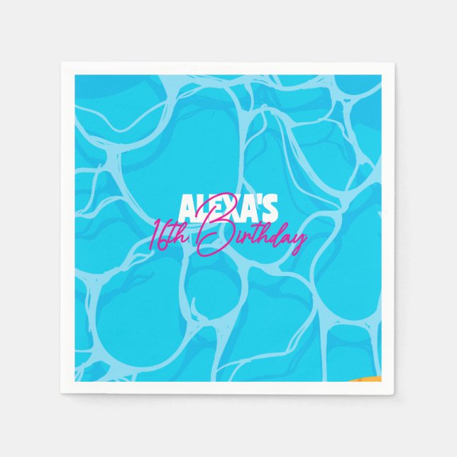 Guardanapo De Papel Birthday Bday Pool Party (Frente)