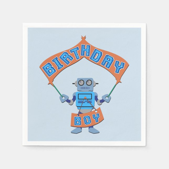 Guardanapo De Papel Birthday Boy Robot (Frente)