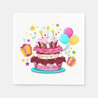 Guardanapo De Papel Birthday Cake Napkins