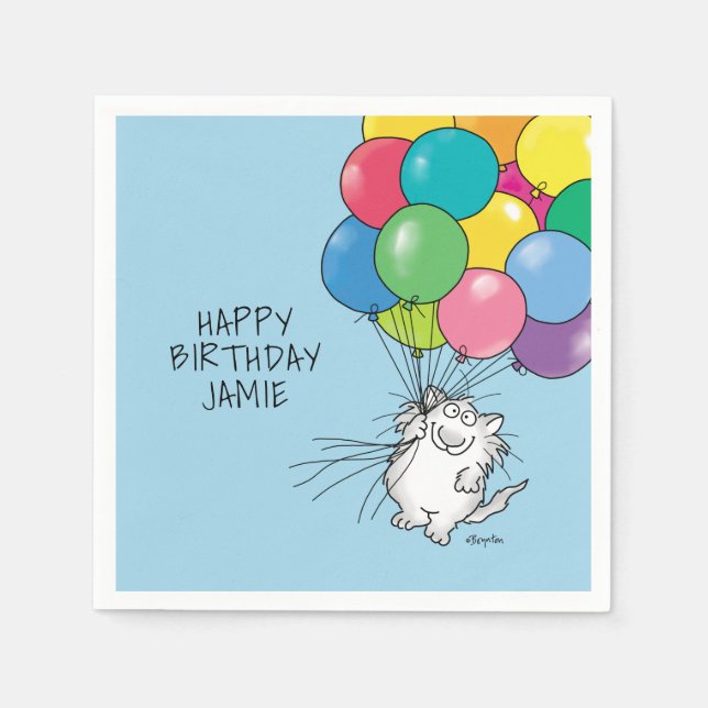 Guardanapo De Papel BIRTHDAY CATS por Sandra Boynton Napkins (Frente)