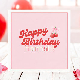 Guardanapo De Papel Birthday Coquette Cherries Arcos Bubble Letters