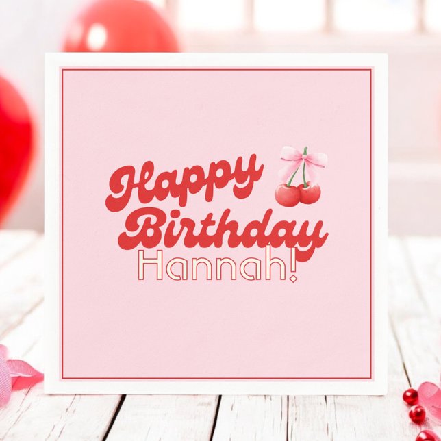 Guardanapo De Papel Birthday Coquette Cherries Arcos Bubble Letters (Criador carregado)