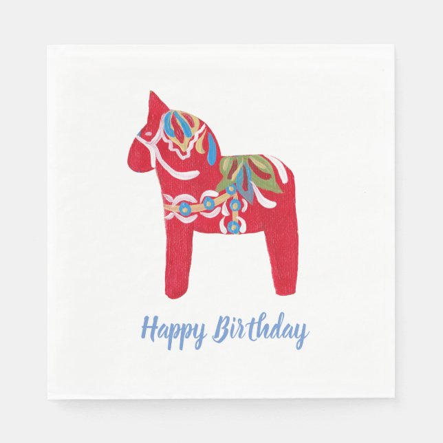 Guardanapo De Papel Birthday Dala Horse (Frente)