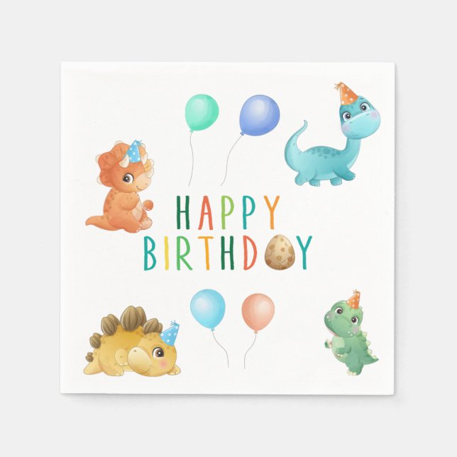 Guardanapo De Papel Birthday Dinosaur (Frente)