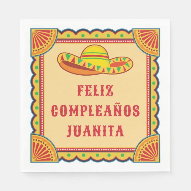 Guardanapo De Papel Birthday Fiesta | Feliz Cumpleanos Napkins (Frente)