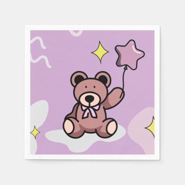 Guardanapo De Papel Birthday Girl Teddy Bear (Frente)