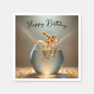 Guardanapo De Papel Birthday Goldfish Pulando do Fishbowl