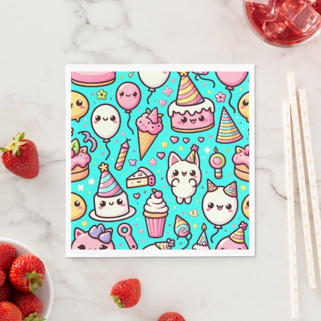 Guardanapo De Papel Birthday Kawaii Pattern (Insitu)