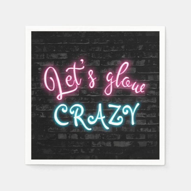 Guardanapo De Papel Birthday Neon Glow Sinal no Muro de Brick (Frente)