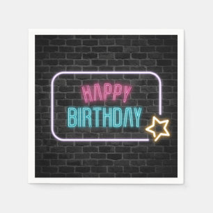Guardanapo De Papel Birthday Neon Sign On Brick Wall Napkins