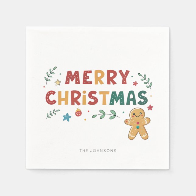 Guardanapo De Papel Biscoito de Gingerpão bonito personalizado Natal (Frente)