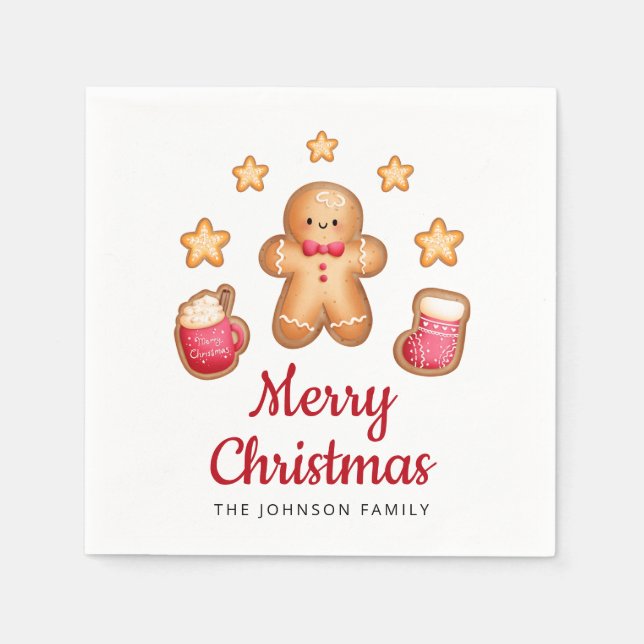 Guardanapo De Papel Biscoito de Natal Bonito Feliz Natal (Frente)