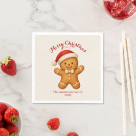 Guardanapo De Papel Biscoito de Natal com Chapéu de Papai Noel -