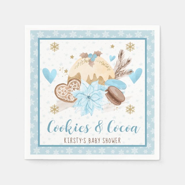 Guardanapo De Papel Biscoitos de Inverno Azul e Chá de Bebê com Cacau (Frente)