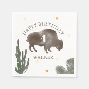 Guardanapo De Papel Bison Desert Cactus Ranch Western Birthday