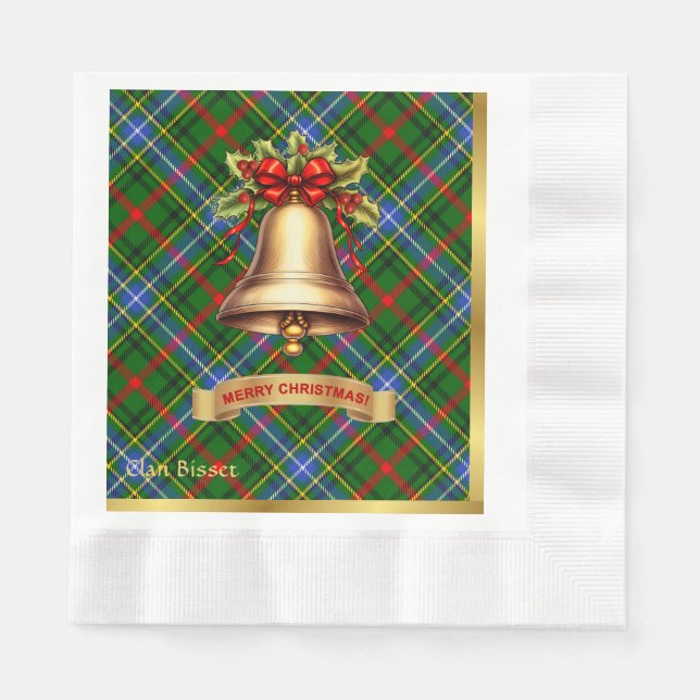 Guardanapo De Papel Bisset Personalizado Tartan Natal (Frente)